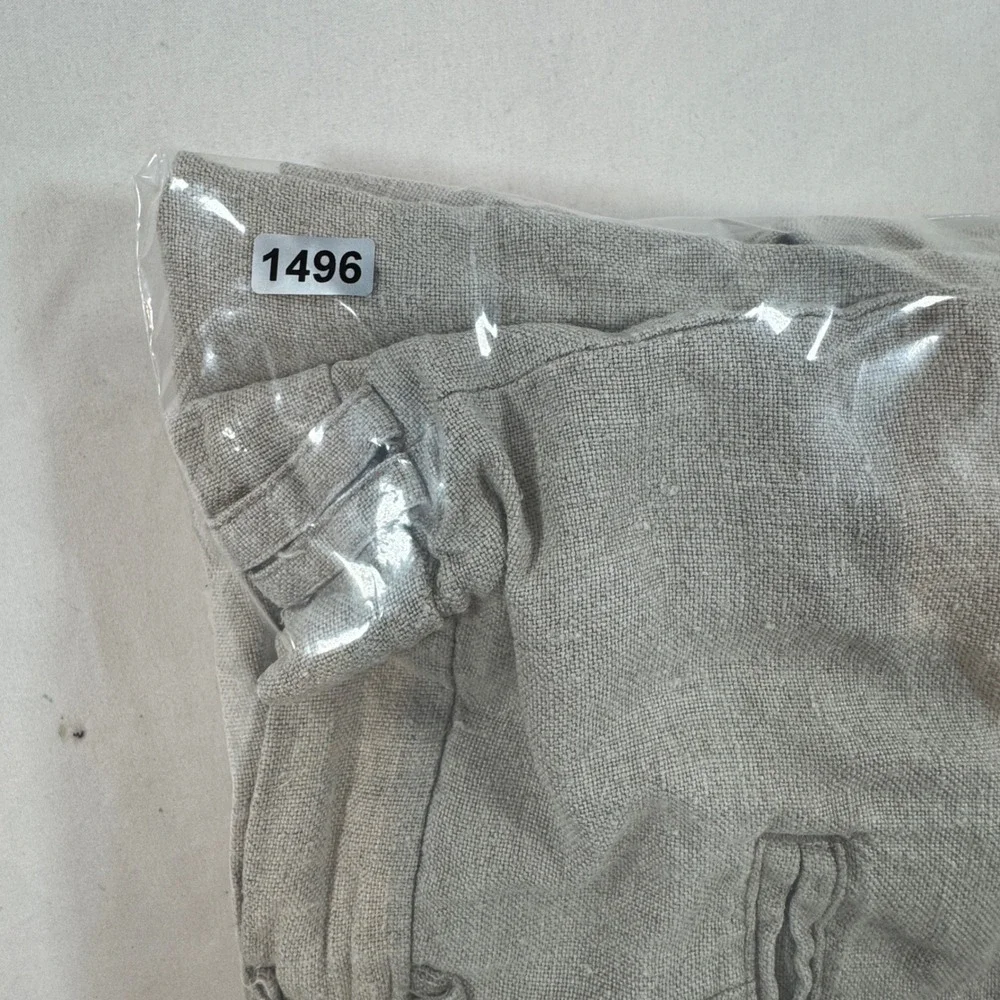 Zeidler & Zeidler 100% Linen Pleated Cuffed  Leg Pants Men's 36 Beige Oatmeal
